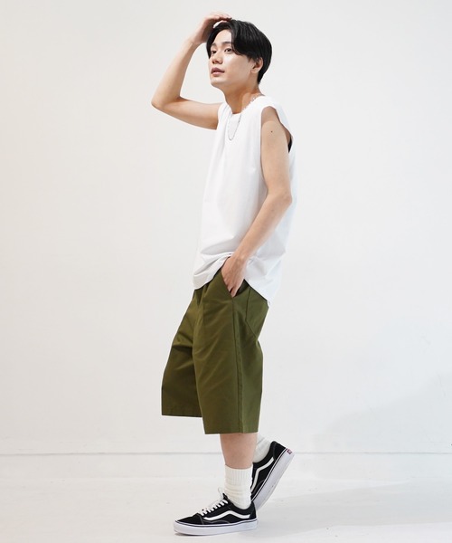 Beno パンツ コットンツイルバギーショーツ ワイドショート