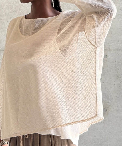 ブラウス シャツ 「15 quinze」リネンメッシュプルオーバー レディース BEARDSLEY ブラウス シャツ 「15 quinze」リネンメッシュプル
