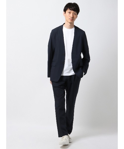 セットアップ・ノーカラージャケットandスラックス（SHIPS） セットアップ WEB限定 PERFORMANCE SUIT「3点セット」ノーカラー