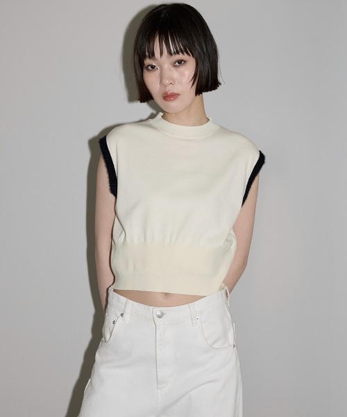 ソブ Sov. バイカラーニットベスト レディース 36