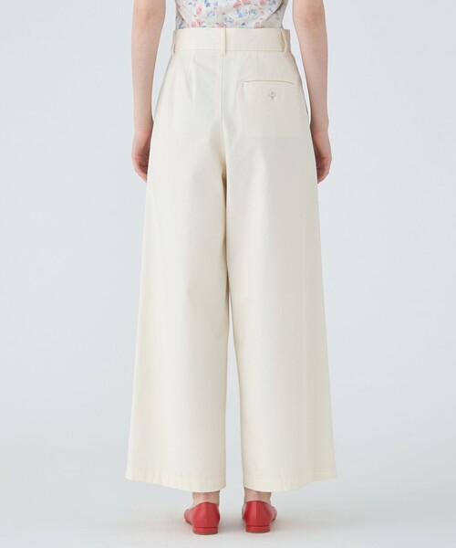 MACPHEE パンツ シルクネップウェザー タックワイドパンツ