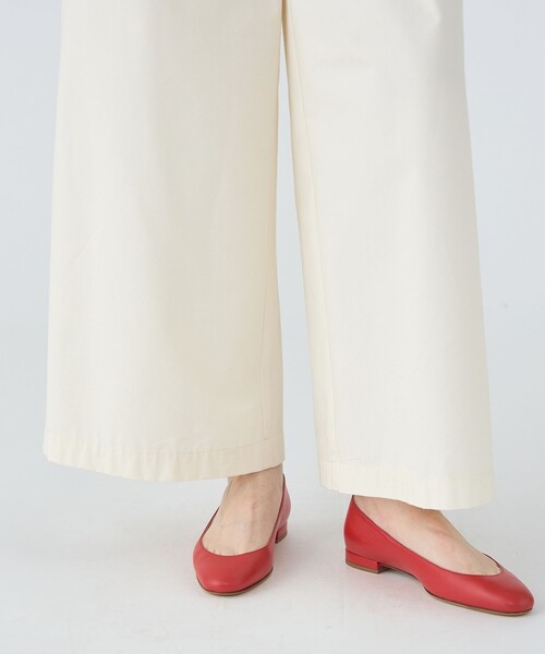 ワイドパンツ パンツ シルクネップウェザー タックワイドパンツ レディースの画像