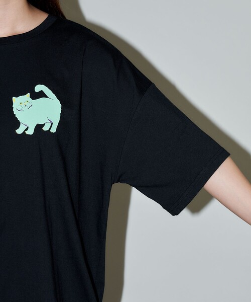 【SOLD】PUBLUX猫プリントTシャツ黒 セール】PUBLUX/パブリュクス twins cat/ツインズ キャット