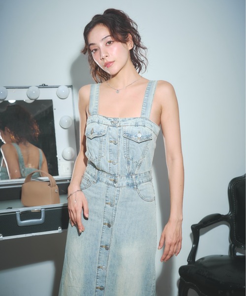 BLONDEY デニムワンピース BLONDEY（ブロンディ） ワンピース ブリーチデニムタイトワンピース