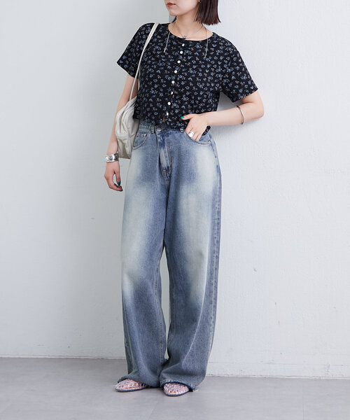 HUMAN WOMAN小花柄カットソー＋リネンカーディガン☆ おちび HUMAN WOMAN小花柄カットソー＋リネンカーディガン☆ おちび HUMAN