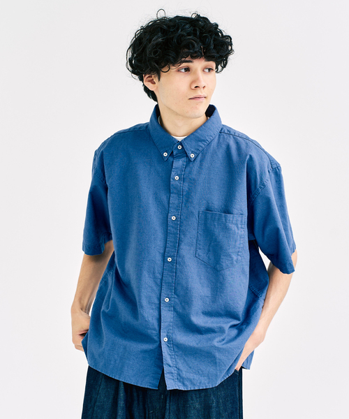【美品】EDIFICEエデフィス　リネンシャツ 七分袖 ブルー 417 EDIFICE - 417 EDIFICE JAPAN.F INDIGO リネン7分袖シャツの
