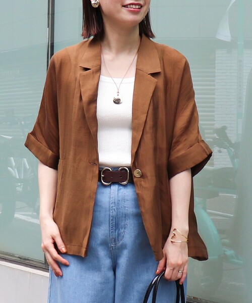 NOLLEY'S light 光沢エアリーテーラードジャケット　ピンクベージュ NOLLEY'S｜光沢エアリーテーラードジャケット | Rakuten Fashion