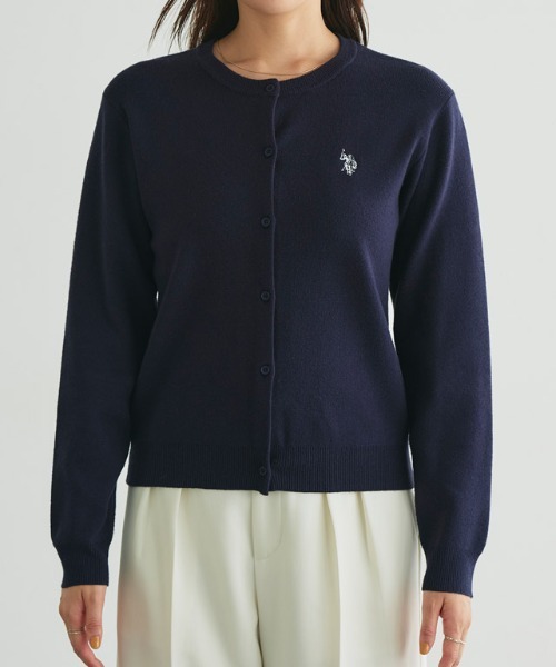 「U.S. POLO ASSN.」 ニットカーディガン L ネイビー レディース