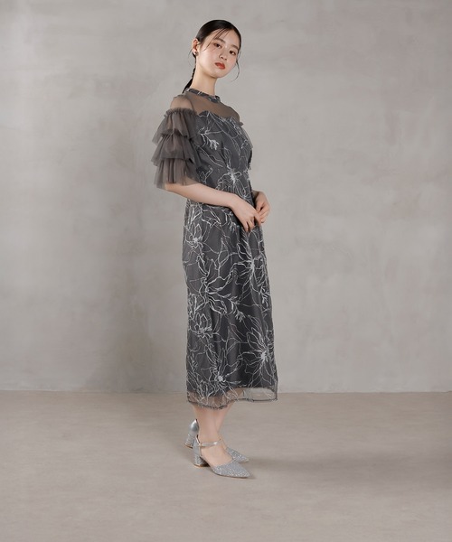 Kana ドレス スパンコール レース チュール フリル Iライン ドレス