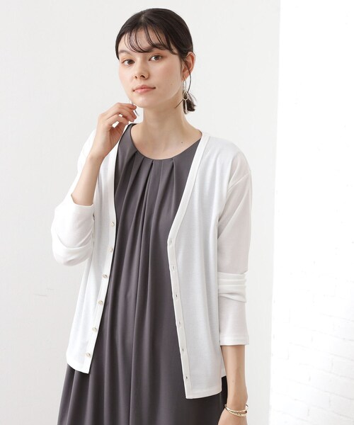 THE SHOP TK カーディガン シアーフライスVカーデ レディース