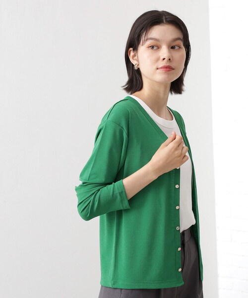 THE SHOP TK カーディガン シアーフライスVカーデ レディース