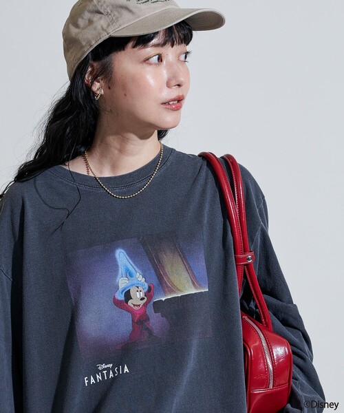 tシャツ 「DISNEY FANTASIA」 ボックスモノクロフロントプリント Tシャツ/ディズニー/ファンタジア/ミッキーマウス レディース FREAK'S STORE tシャツ 「DISNEY FANTASIA」 ボックスモノクロ