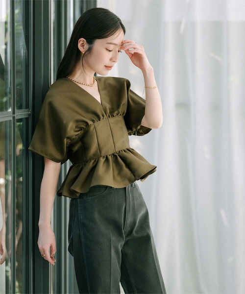 「ur's」 半袖ブラウス M ブラック レディース_画像6