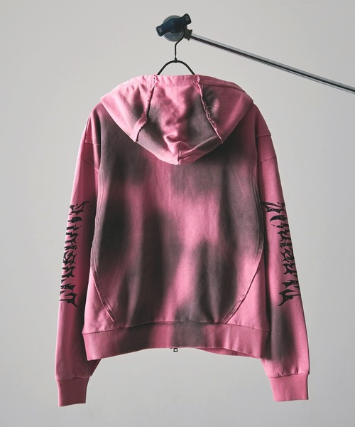 Revo. パーカー Y2Kグランジ スプレー加工 ダブルジップ ショート丈