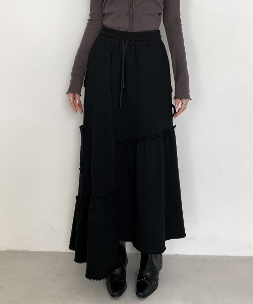 VEILA ロング スカート フリル切替 ロングスカート : ZOZOTOWN Yahoo