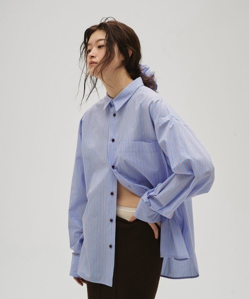 ブラウス シャツ Stripe Pocket Shirts レディース