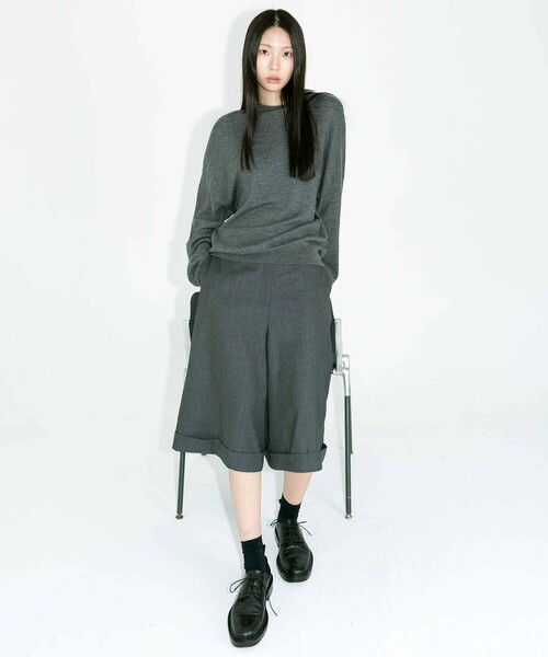 Bshop パンツ eunoia | ウール バミューダパンツ WOMEN レディース