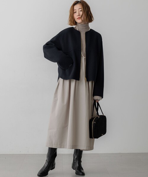 23区（ニジュウサンク） ワンピース 「洗える」ギャザーコンビ ニット