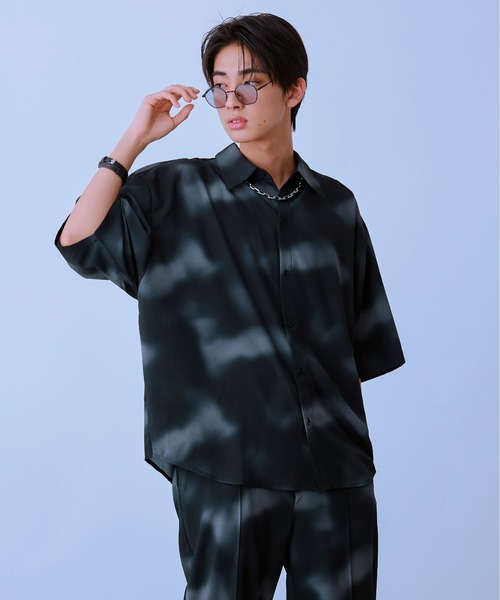 「Ellno Loset」 半袖シャツ MEDIUM ブルーグレー メンズ_画像2