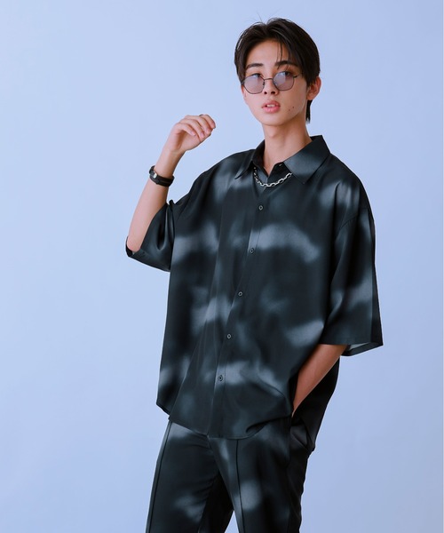 「Ellno Loset」 半袖シャツ MEDIUM ブルーグレー メンズ_画像3