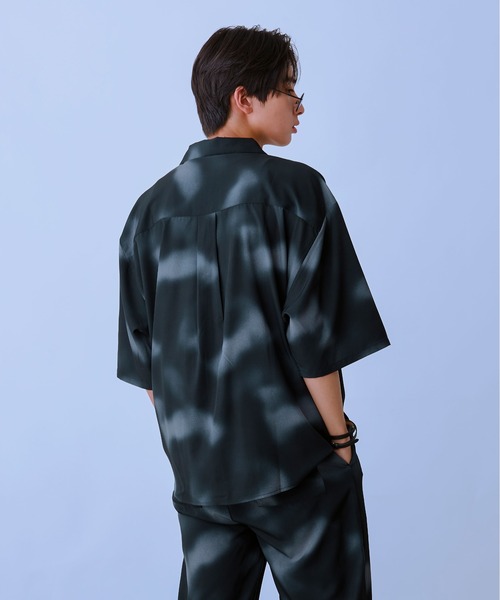 「Ellno Loset」 半袖シャツ MEDIUM ブルーグレー メンズ_画像5