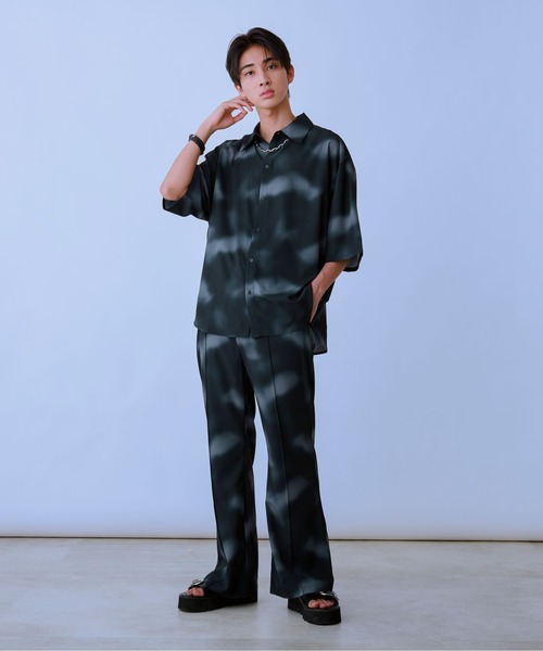「Ellno Loset」 半袖シャツ MEDIUM ブルーグレー メンズ_画像6