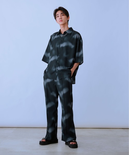 「Ellno Loset」 半袖シャツ MEDIUM ブルーグレー メンズ_画像7