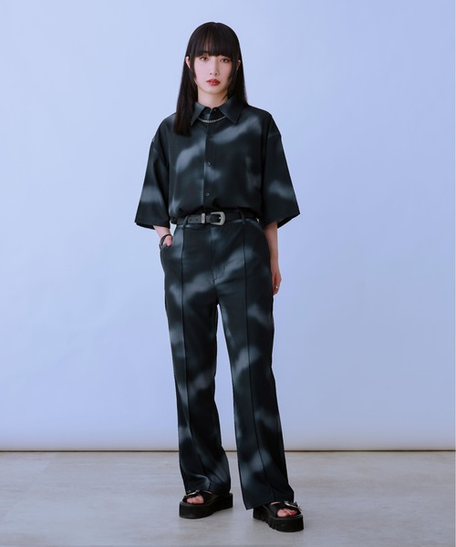 「Ellno Loset」 半袖シャツ MEDIUM ブルーグレー メンズ_画像8