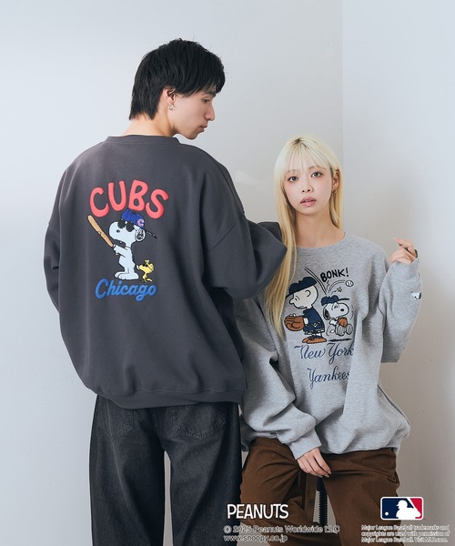 PEANUTS トレーナー スウェット 「PEANUTS×MLB」オリジナルデザイン 裏