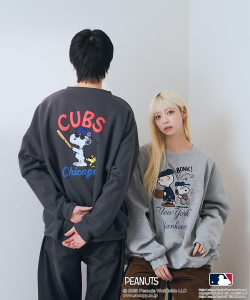 PEANUTS トレーナー スウェット 「PEANUTS×MLB」オリジナルデザイン 裏