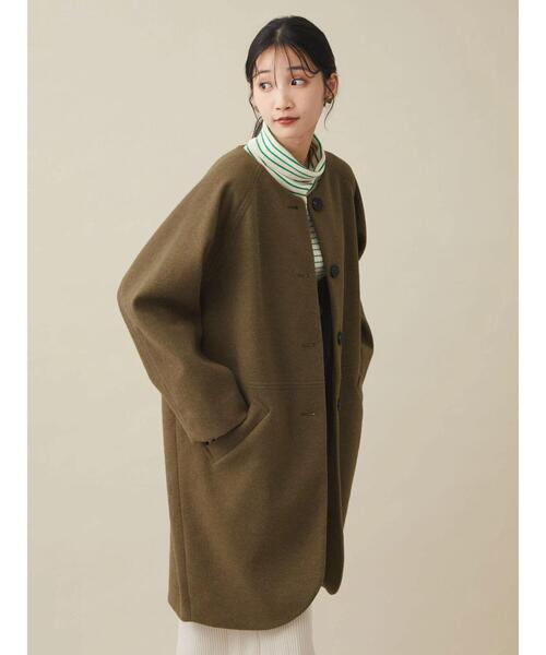 「CRAFT STANDARD BOUTIQUE」 ノーカラーコート FREE チャコールグレー レディース_画像4