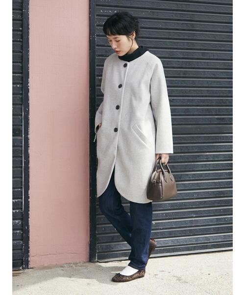 「CRAFT STANDARD BOUTIQUE」 ノーカラーコート FREE チャコールグレー レディース_画像5