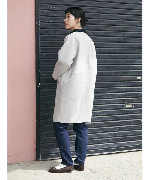 「CRAFT STANDARD BOUTIQUE」 ノーカラーコート FREE チャコールグレー レディース_画像6