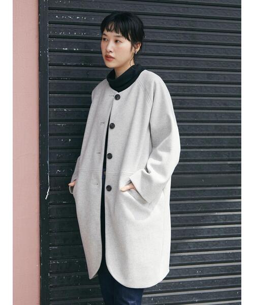 「CRAFT STANDARD BOUTIQUE」 ノーカラーコート FREE チャコールグレー レディース_画像7