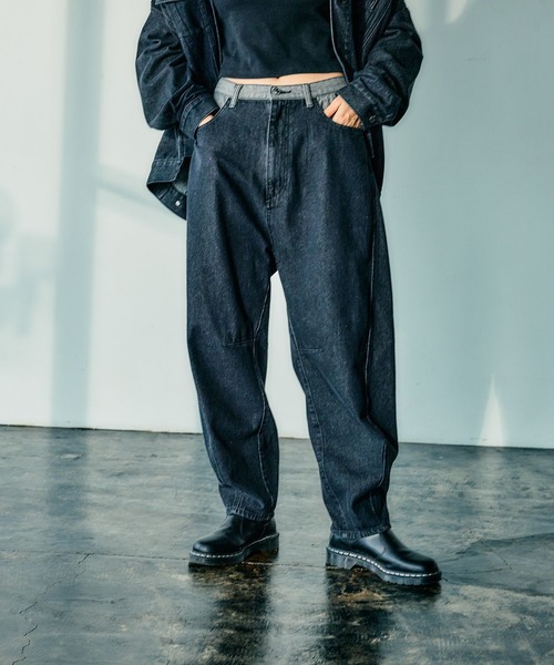 niko and…（ニコアンド） デニムパンツ LARGE ブラック レディース