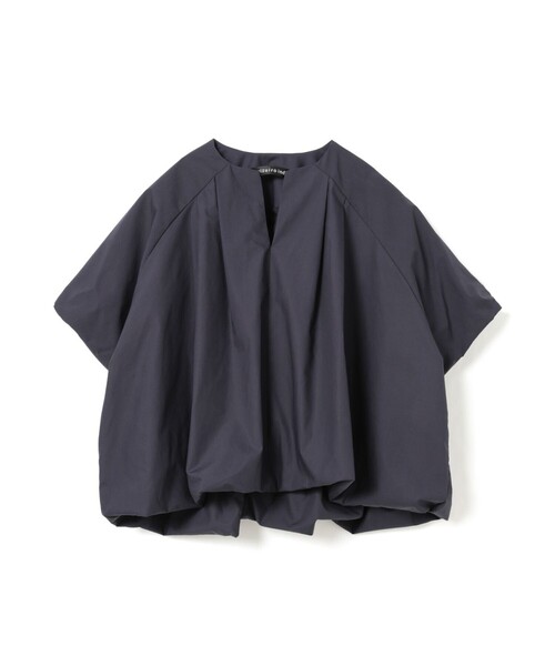 ブラウス シャツ mizuiro ind バルーンノーカラーシャツ レディースの画像