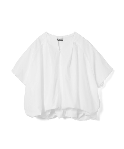 ブラウス シャツ mizuiro ind バルーンノーカラーシャツ レディースの画像