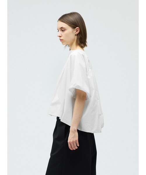 ブラウス シャツ mizuiro ind バルーンノーカラーシャツ レディースの画像