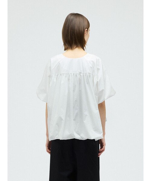ブラウス シャツ mizuiro ind バルーンノーカラーシャツ レディースの画像