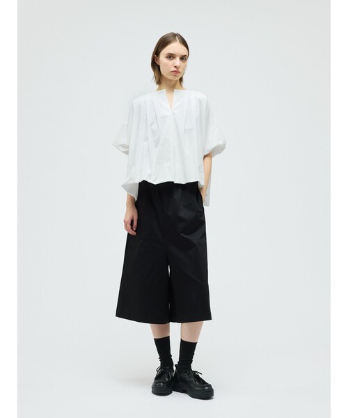 ブラウス シャツ mizuiro ind バルーンノーカラーシャツ レディースの画像