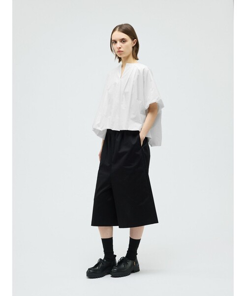 ブラウス シャツ mizuiro ind バルーンノーカラーシャツ レディースの画像