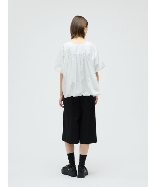 ブラウス シャツ mizuiro ind バルーンノーカラーシャツ レディースの画像