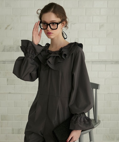 「BONLECILL noir」 オールインワン M チャコールグレー レディース_画像8