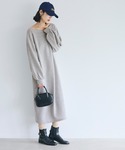 ワンピース 裏毛2wayオフショルダーワンピースの詳細画像2