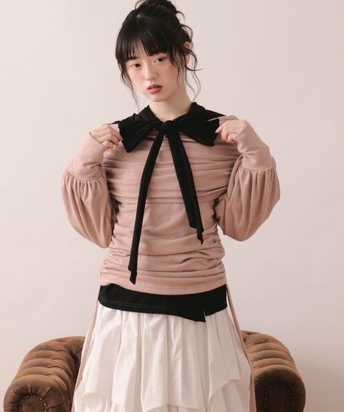 loin nuit tシャツ shirring off shoulder tops / シャーリングオフ