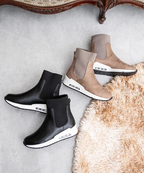 「coca(ANDEX shoes product)」 ショートブーツ LARGE ブラック レディース_画像2