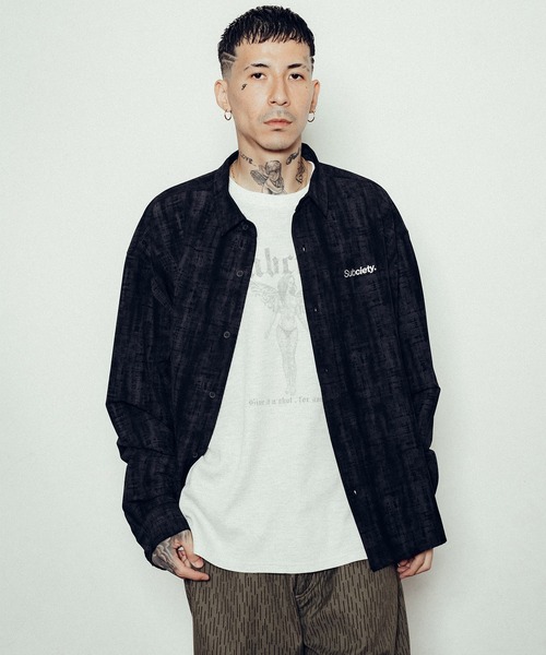 「Subciety」 長袖シャツ MEDIUM ブラック メンズ_画像2