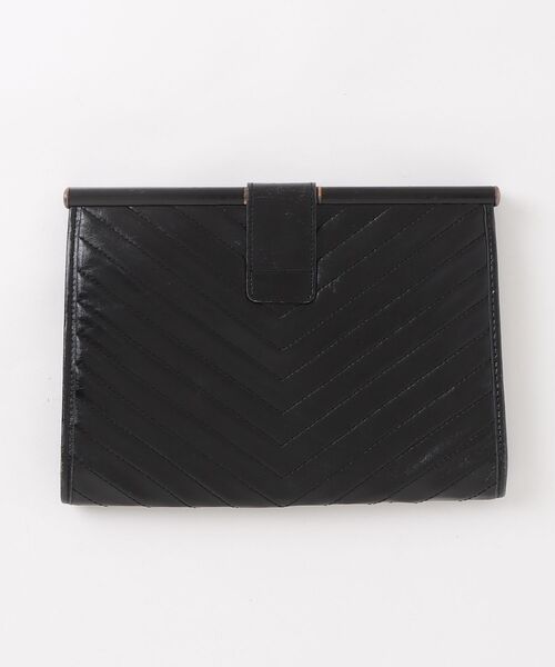 イヴサンローラン クラッチバッグ カサンドラ レザー ブラック Yves Saint Laurent（イヴ・サンローラン） Vステッチ カサンドラ