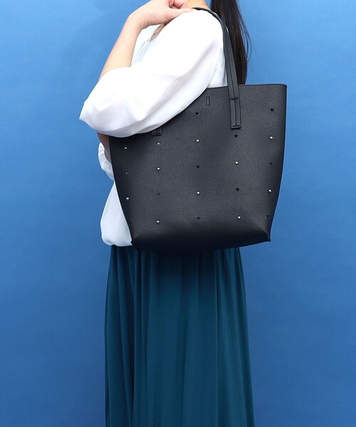 COOCO（クーコ） トートバッグ 星柄刺繍フェイクレザートートバッグ