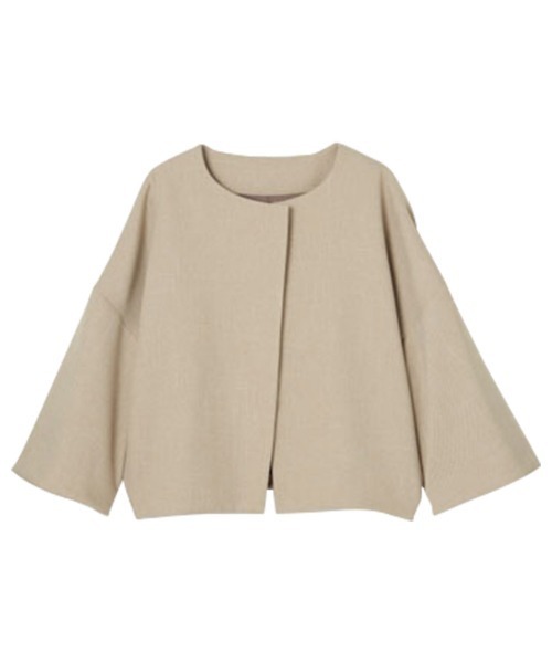 「RANAN」 ノーカラージャケット L ネイビー レディース_画像4